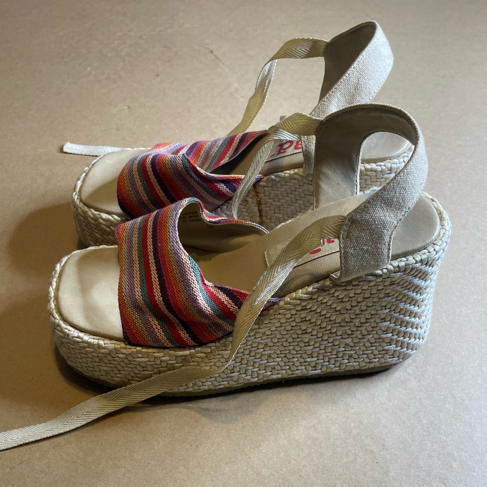 Mudd ‘Terry’ Multi-Stripe Fabric Espadrille Wedges